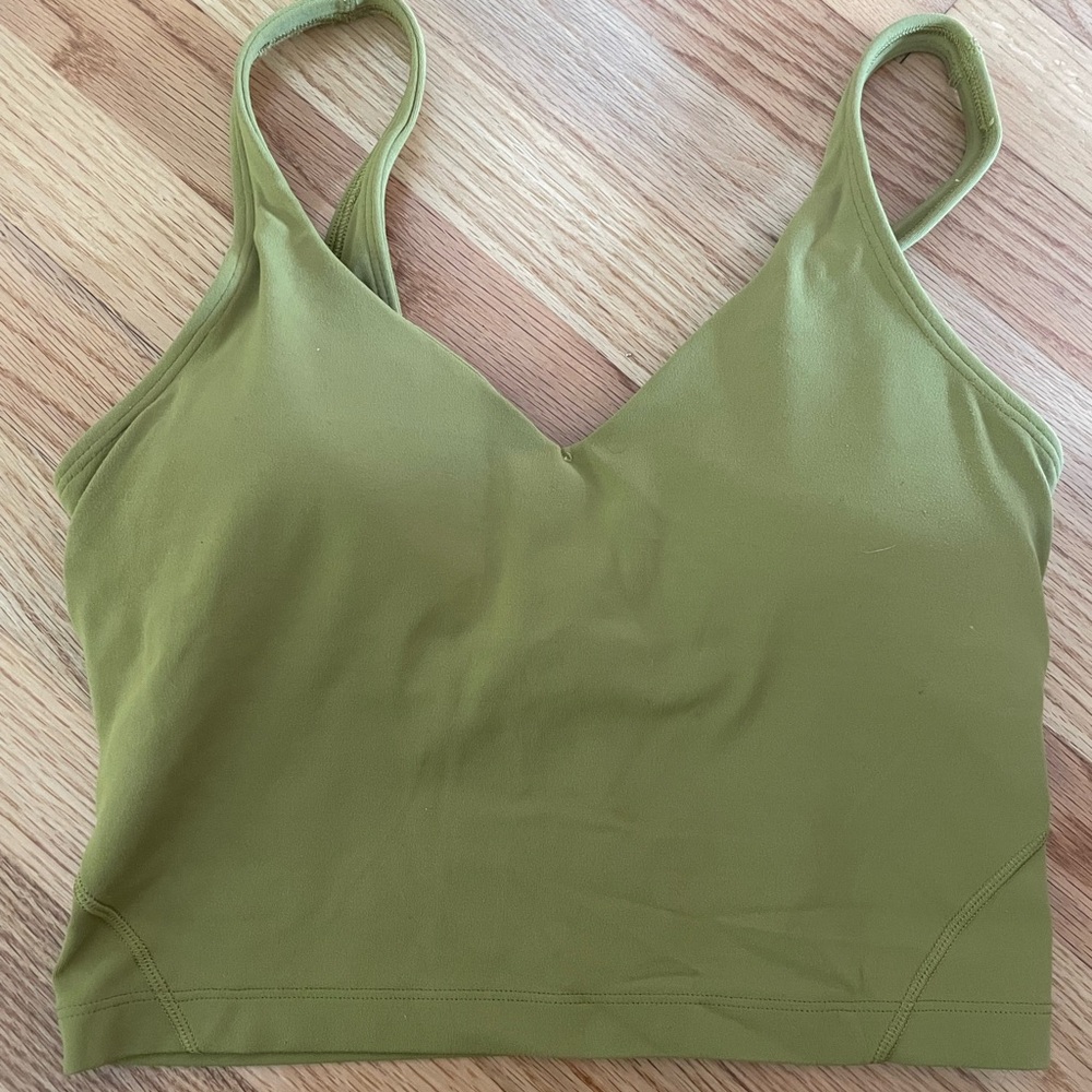 Lululemon Athletica Olive Green V-Neck Crop Top